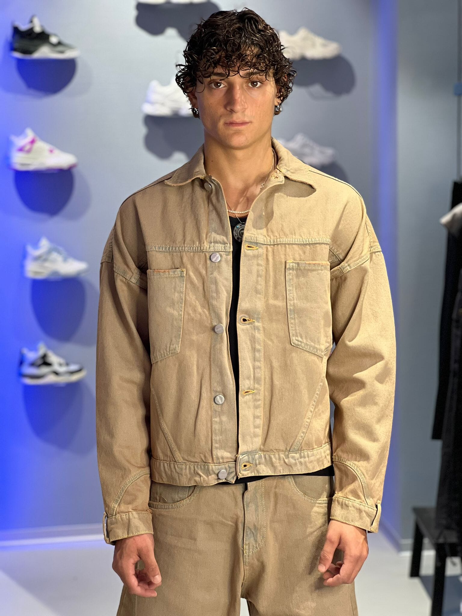 Coordinato Workwear Uomo – Giacca e Pantaloni in Denim Beige