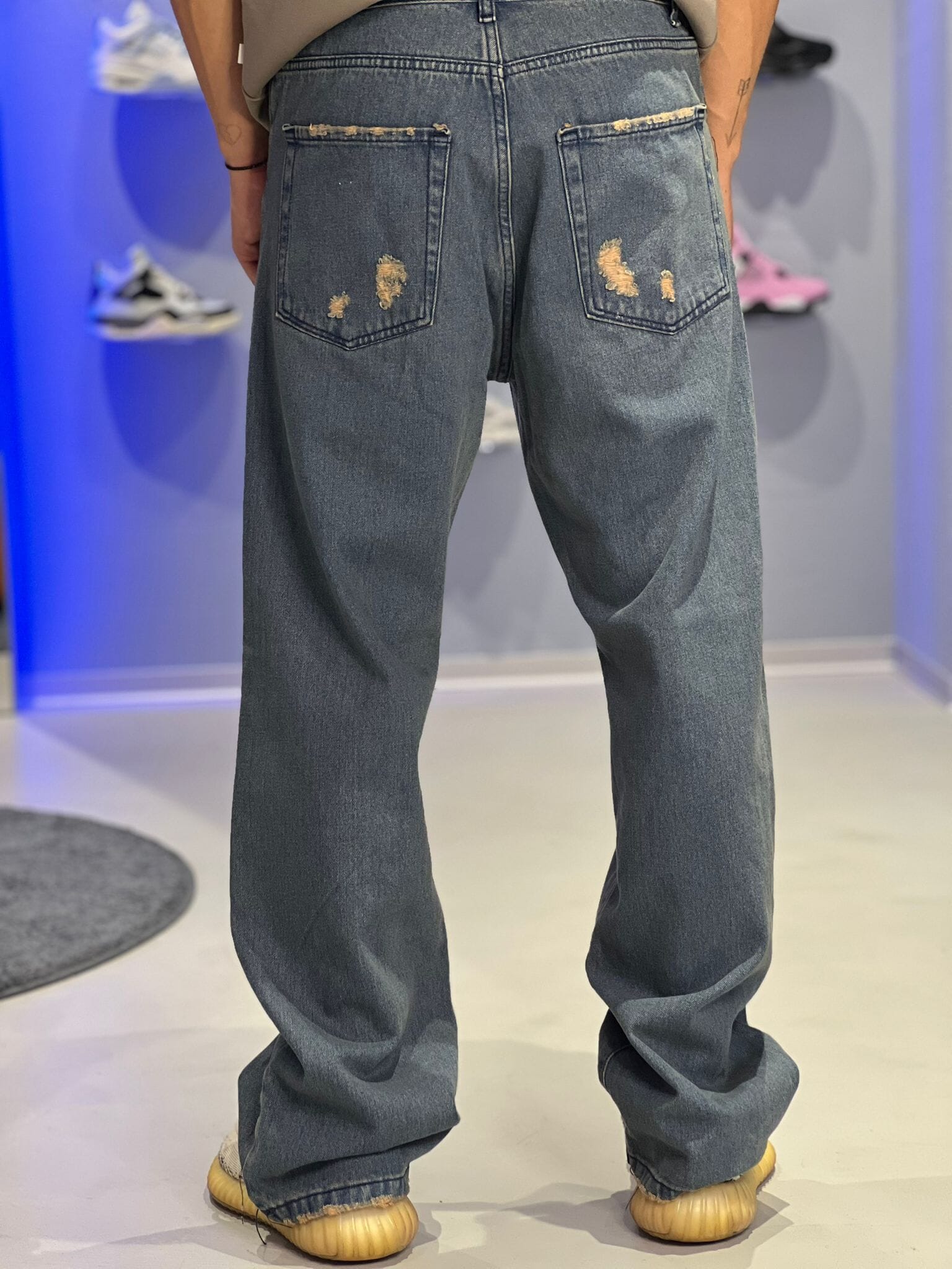 Jeans Uomo Relaxed Fit Destroyed – Denim Blu Vintage