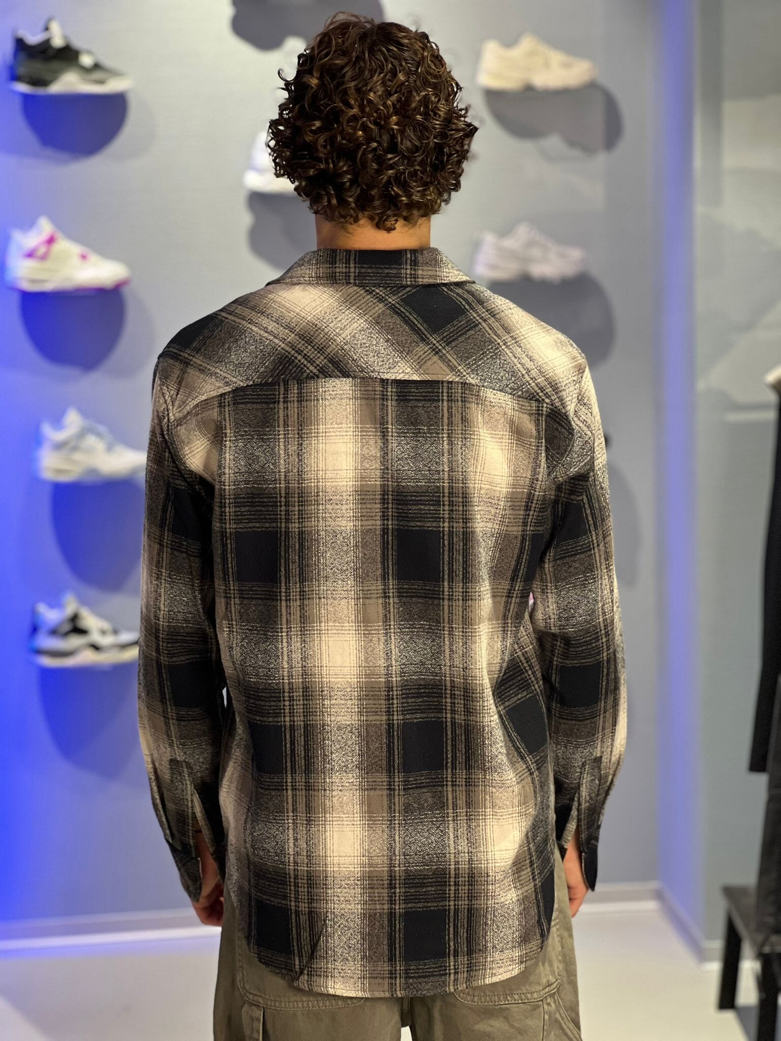 Camicia Solid in Flanella con Motivo a Quadri – Uomo