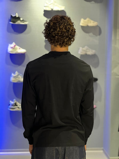 T-shirt Solid a Maniche Lunghe in Cotone – Black