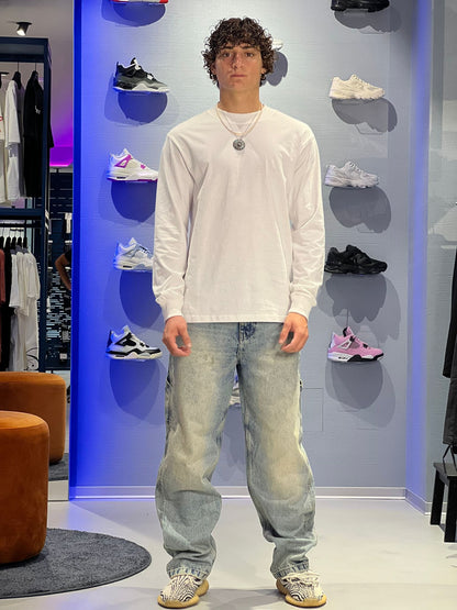 Jeans Solid Cargo Wide Fit – Denim Chiaro Effetto Vintage