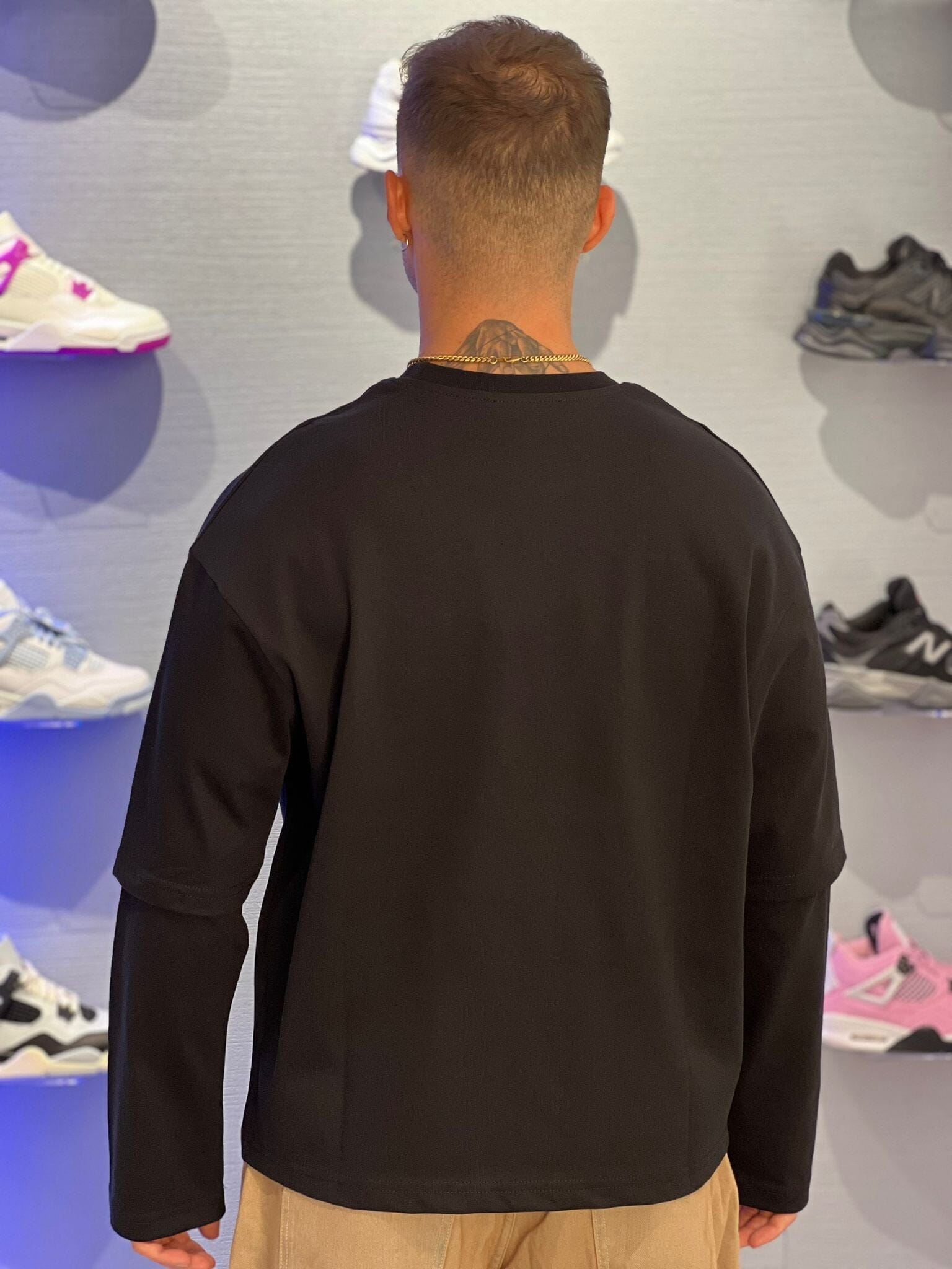 T-shirt doppia manica Nera