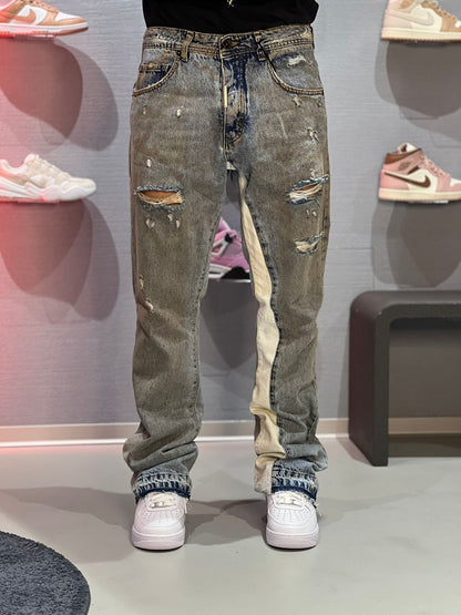 Jeans Flare Two-Tone Destroyed Cianotic