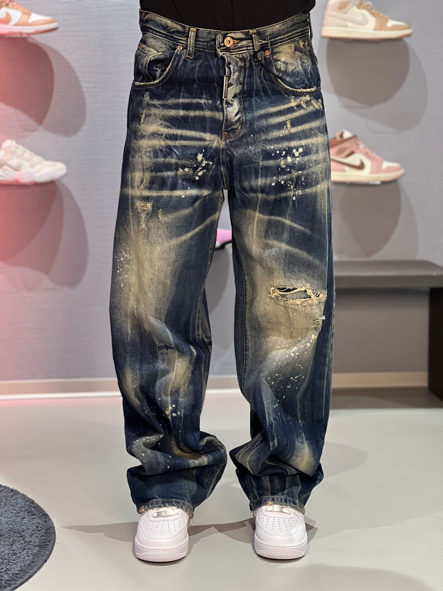 Jeans Baggy Paint Effect Cianotic