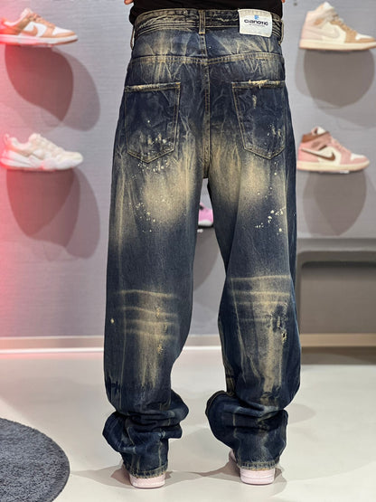 Jeans Baggy Paint Effect Cianotic