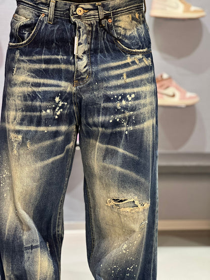 Jeans Baggy Paint Effect Cianotic