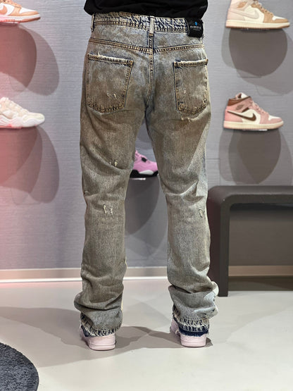 Jeans Flare Two-Tone Destroyed Cianotic