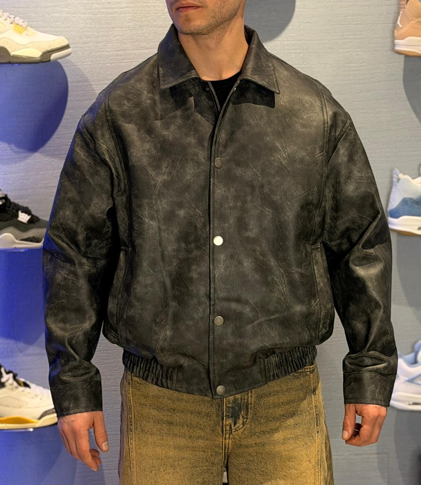 Giubbotto effetto marmorizzato grigio