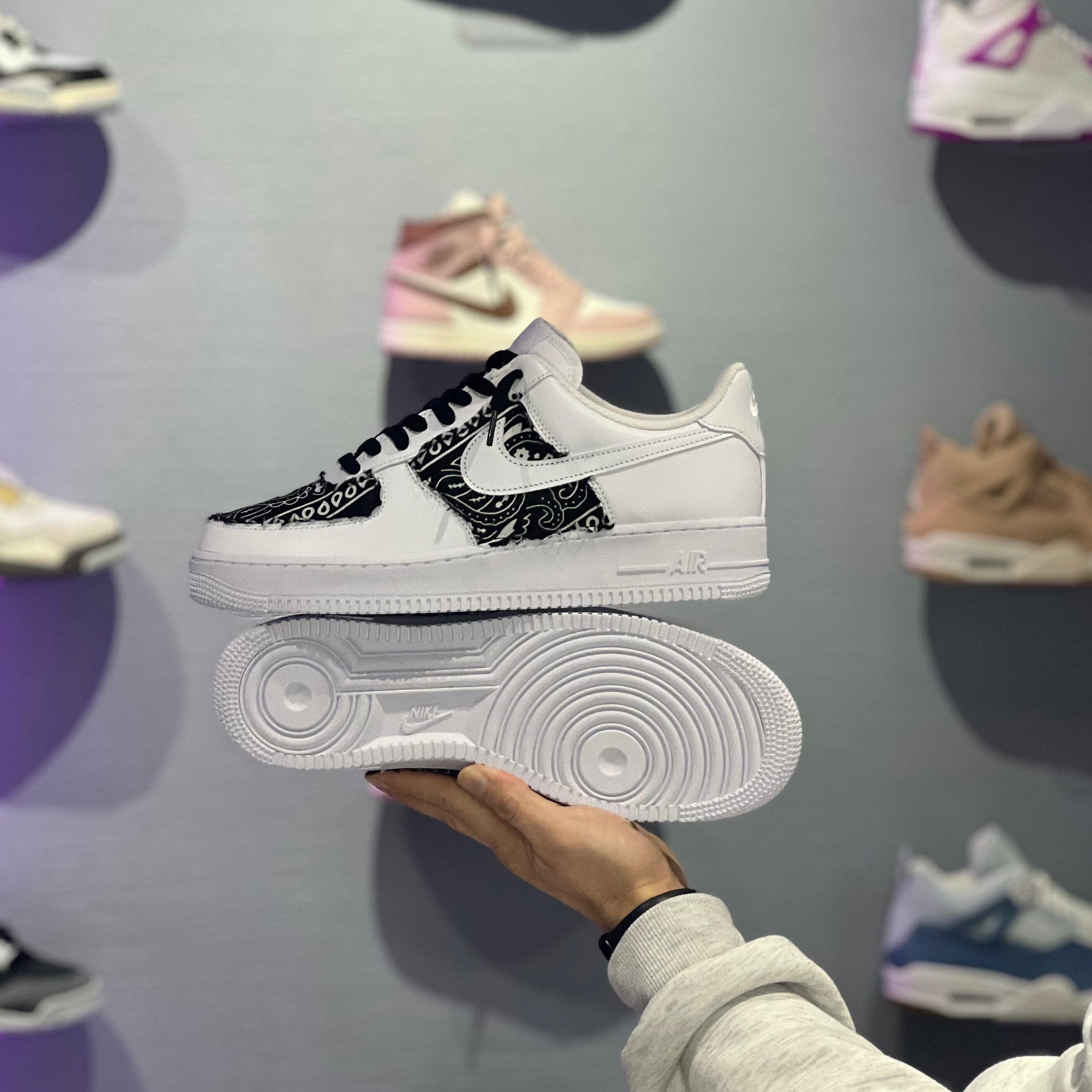 Nike air force 1 custom “Black Bandana"