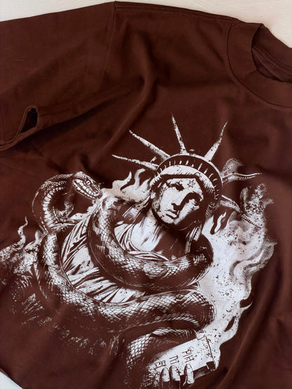 T-Shirt Crop "Liberty" a Taglio Vivo