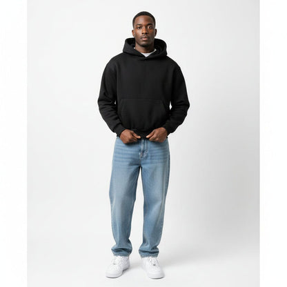 Felpa “Tupac” – Boxy Fit con Cappuccio Nera