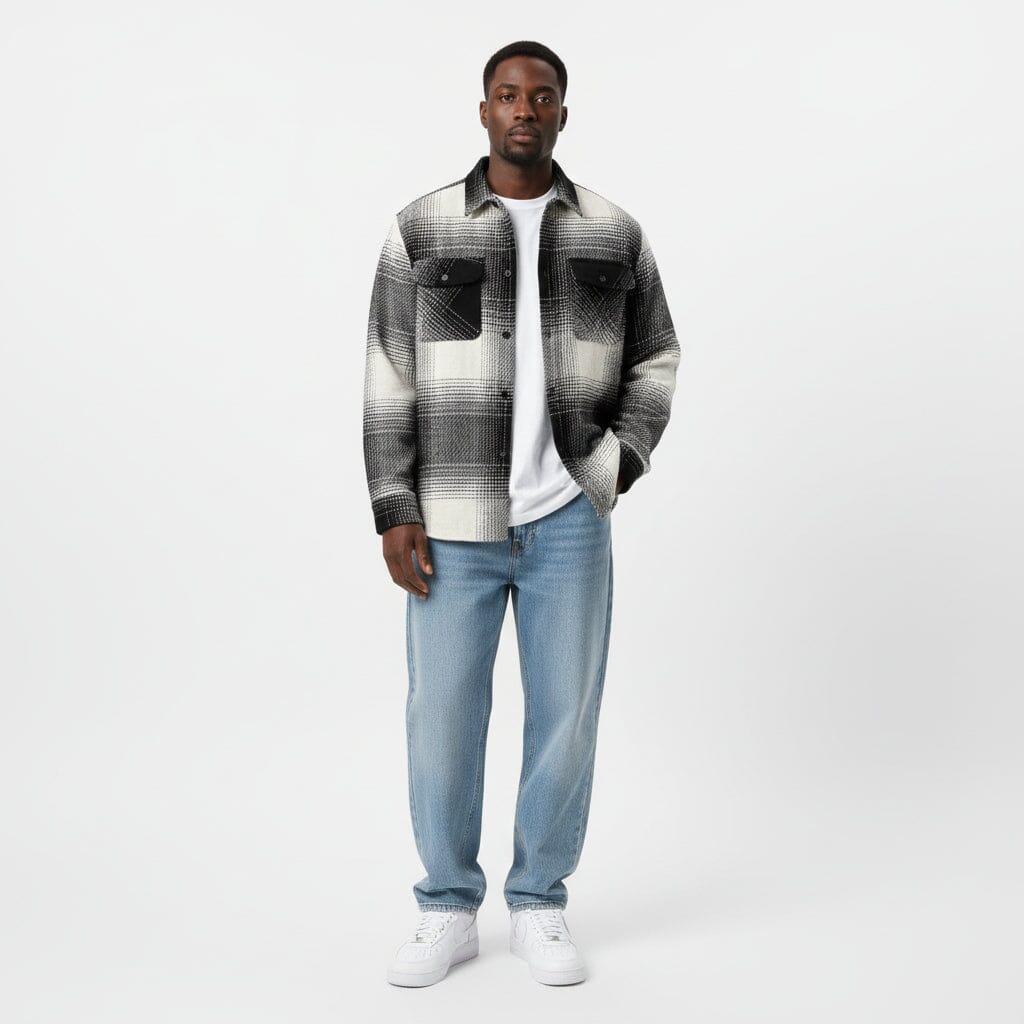 Camicia a quadri bianco e nera