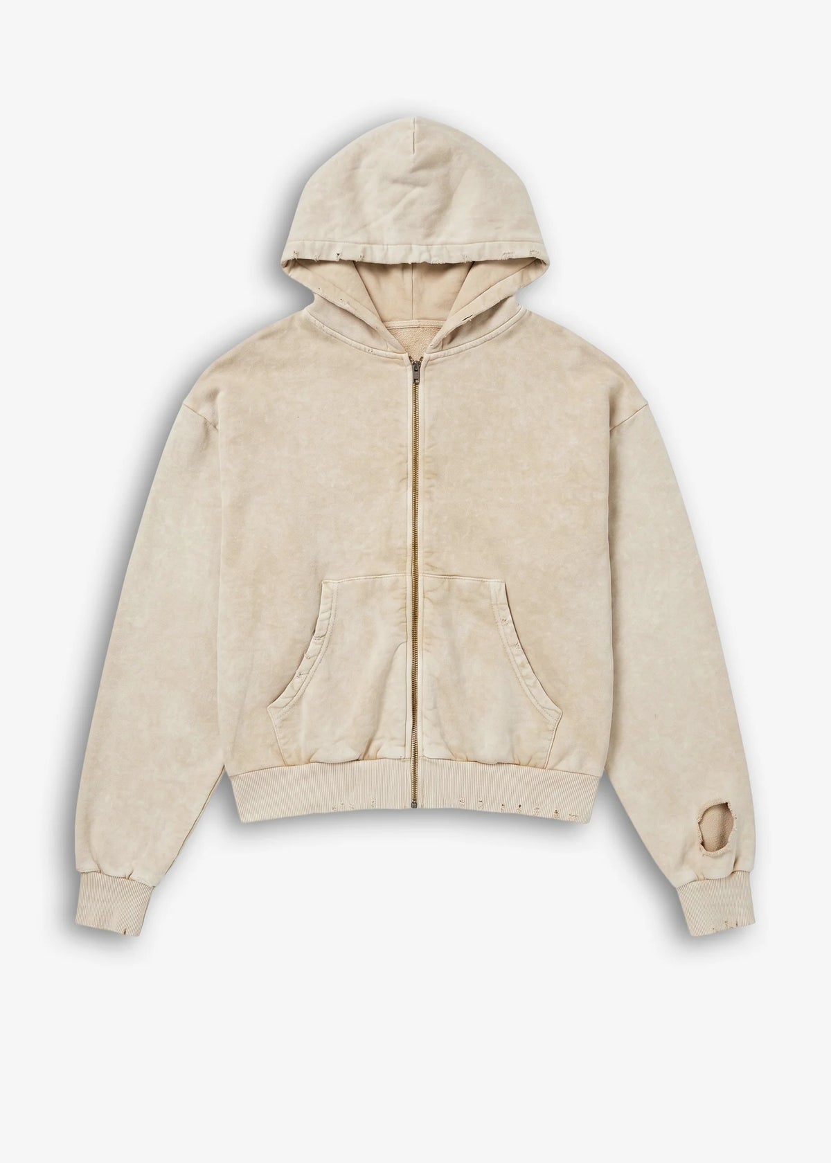 Felpa Zip Washed Beige Minimal Couture