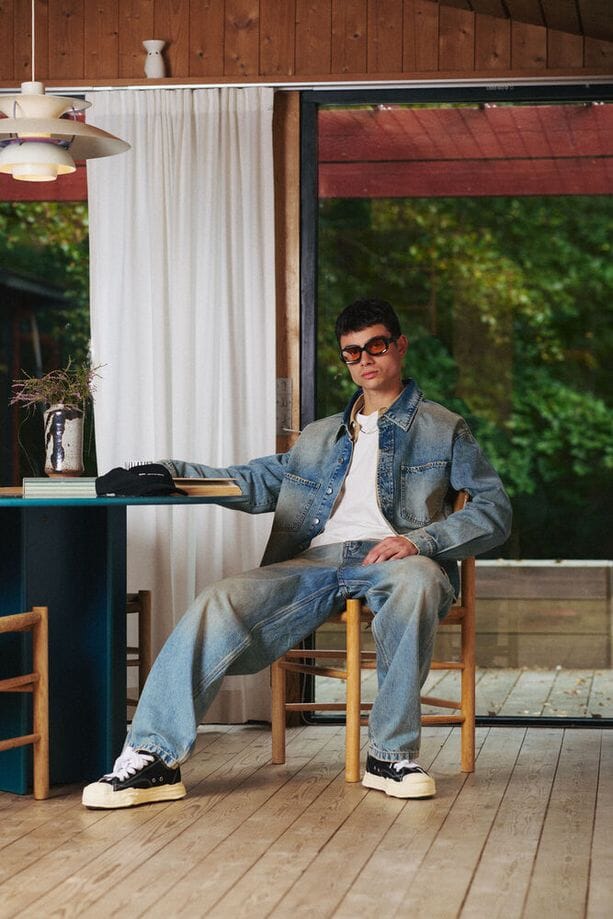 Jeans Solid Cargo Wide Fit – Denim Chiaro Effetto Vintage