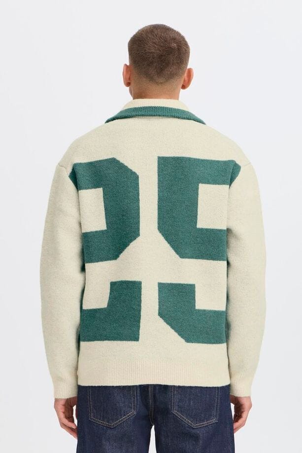 Cardigan College Solid con Dettaglio Grafico "25"