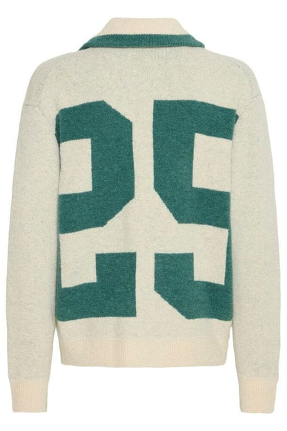 Cardigan College Solid con Dettaglio Grafico "25"