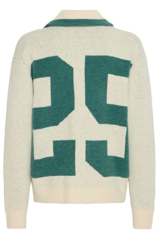 Cardigan College Solid con Dettaglio Grafico "25"